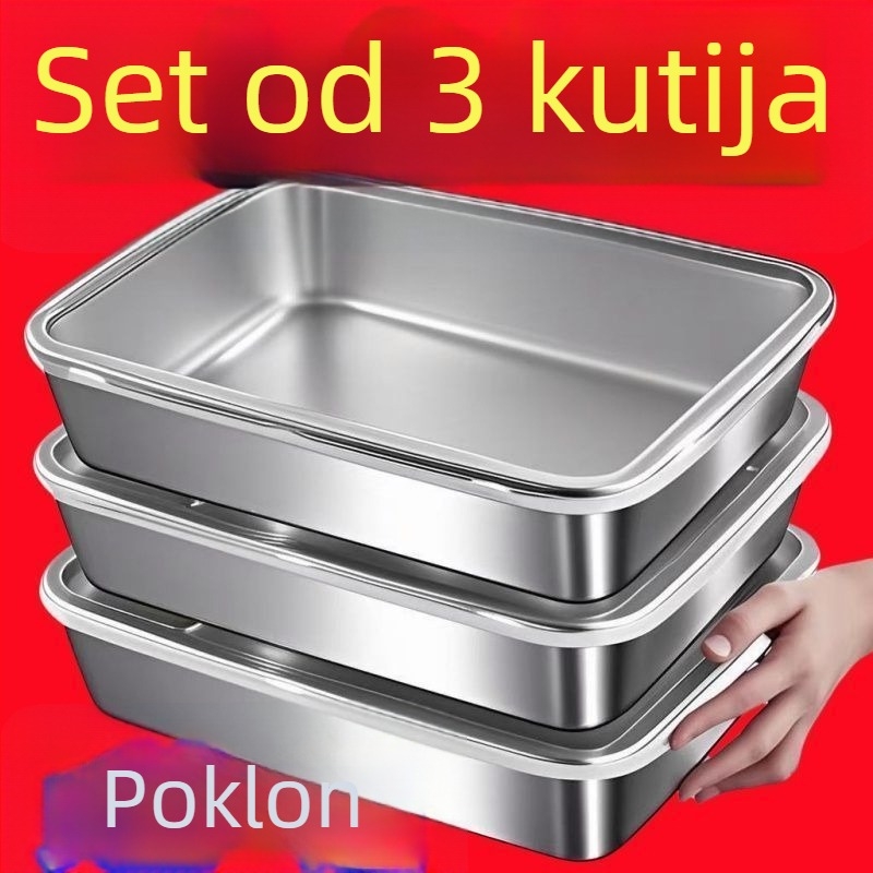 Kutija za čuvanje hrane, okrugla, 304 nehrđajući čelik, kapacitet 1–2 L, premium kvaliteta