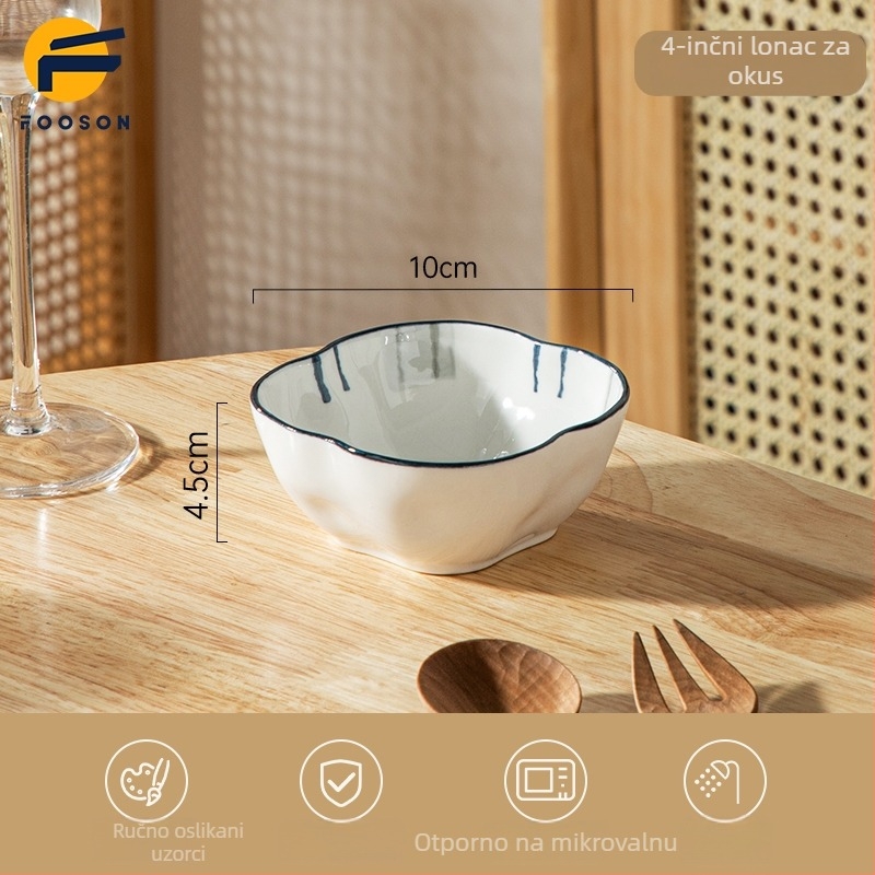 Porcelanski sos-disk, japanskog stila, nepravilan oblik, ručno oslikana površina, uzorak 69850