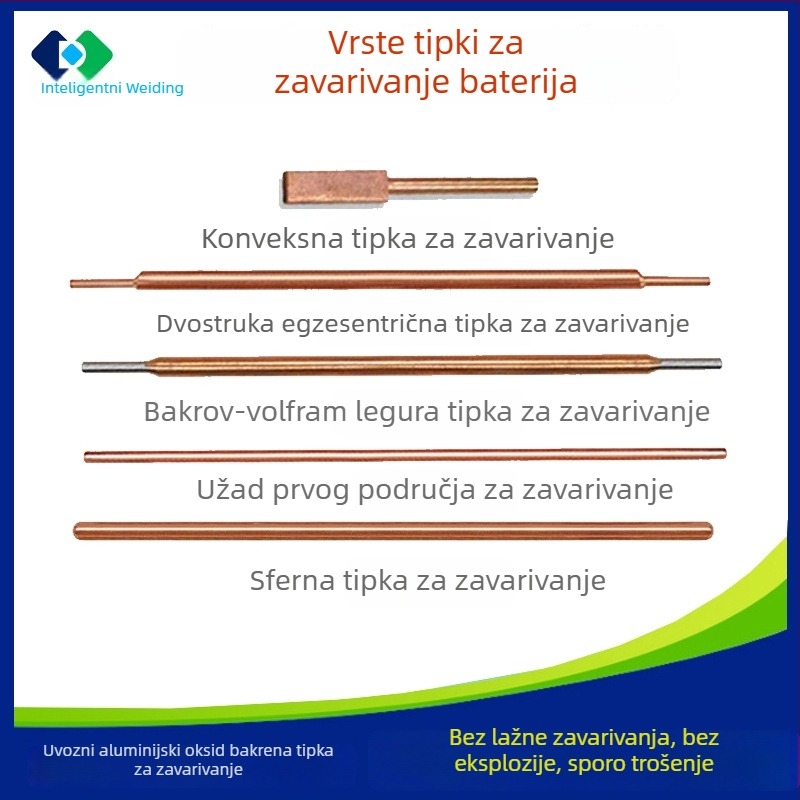 Ručni bakreni elektroda za točkasto zavarivanje s dvostrukom glavom – ekscentrični vrh za baterije 18650 Li-ion