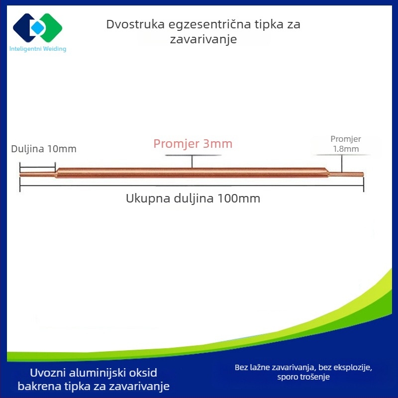 Ručni bakreni elektroda za točkasto zavarivanje s dvostrukom glavom – ekscentrični vrh za baterije 18650 Li-ion