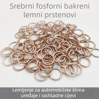 Srebro-fosforni bakreni zavarni prsten za bakrene ili mesingane dijelove; sadrži fosfor; zavarni napon 15 A; točka topljenja 810°C.