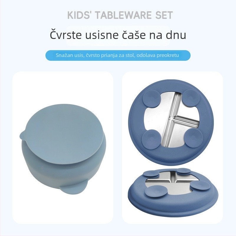 Ginrei dječji silikon set za prehranu — šest dijelova, silikon za hranu visoke kvalitete, za bebe od 3 mjeseca