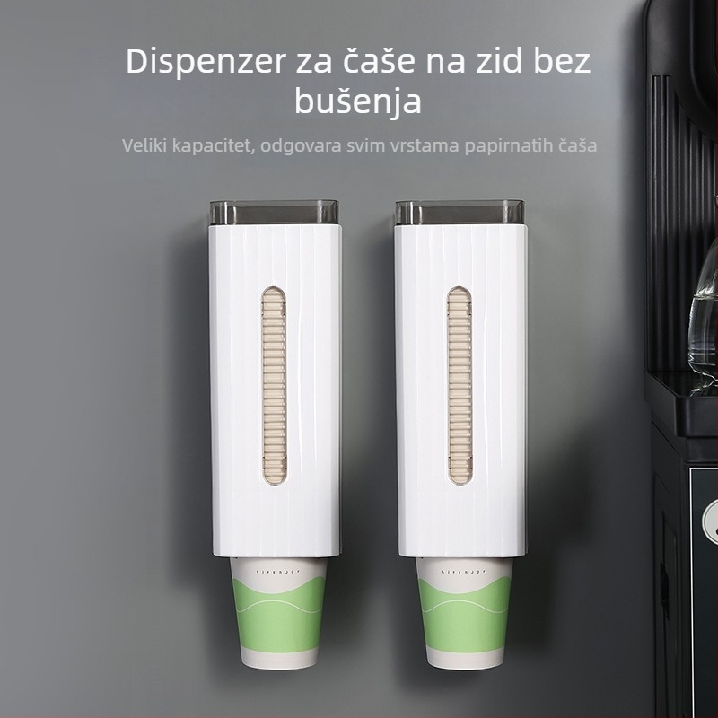 Držač čaša za zid – plastični, bez bušenja, paket 40 papirnih čaša, moderni jednostavni stil