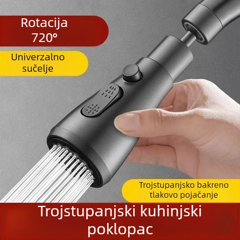 Proširivač slavine s zaštitom od prskanja za kuhinjski sudoper, s univerzalnim spojem i produživanjem, kompatibilan s modelom 2024070301