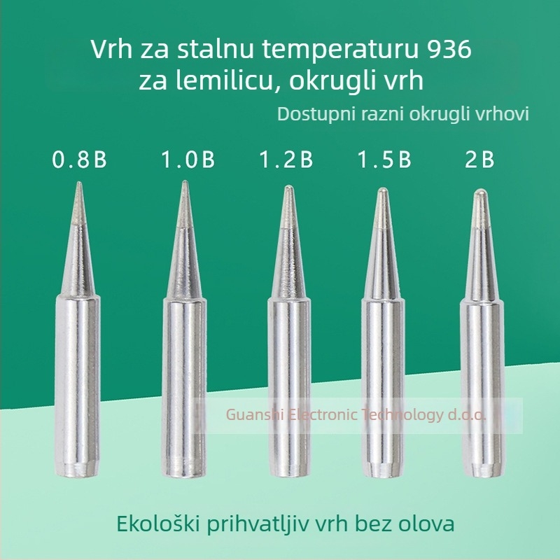 Vrh za lemilo s konstantnom temperaturom, kompatibilan sa stanicama 936 i 908, okrugli i konusni vrh