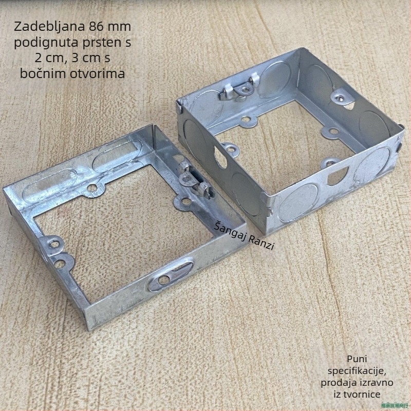 86 tipa površinski montirana kutija za prekidač i utičnicu, metalna spojna kutija, set 86 s podignutim prstenom
