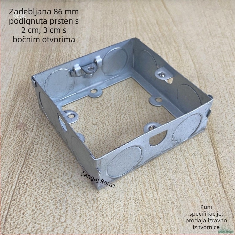 86 tipa površinski montirana kutija za prekidač i utičnicu, metalna spojna kutija, set 86 s podignutim prstenom