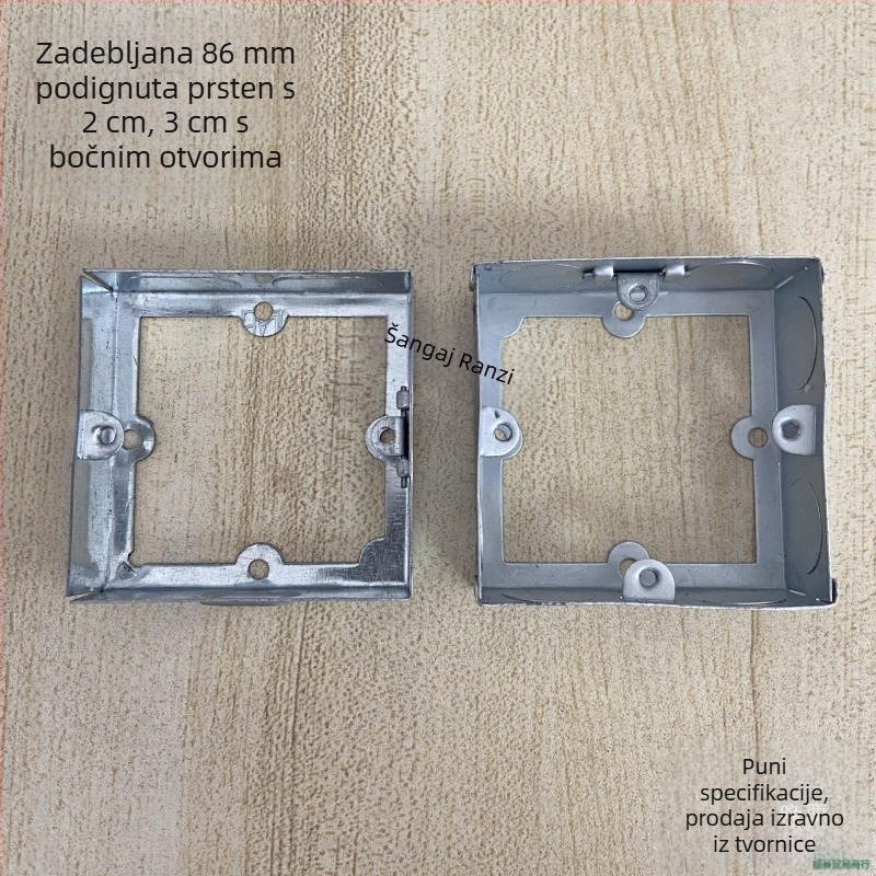 86 tipa površinski montirana kutija za prekidač i utičnicu, metalna spojna kutija, set 86 s podignutim prstenom