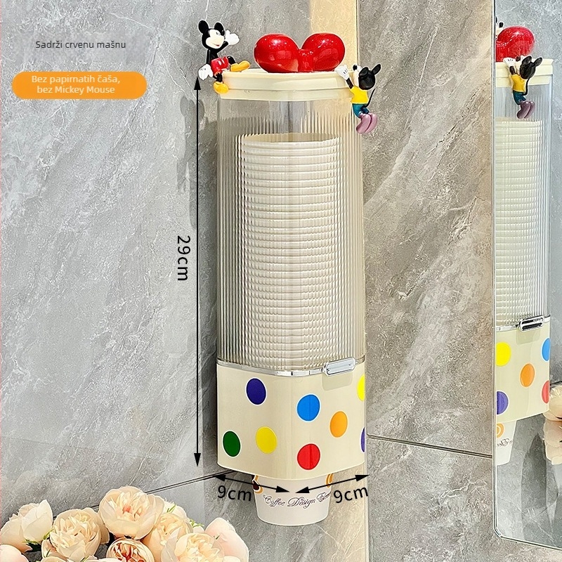 Plastični držač čaša za zidni montažni — bez bušenja, moderan minimalistički stil, stalak za čaše za kućni dispenser vode
