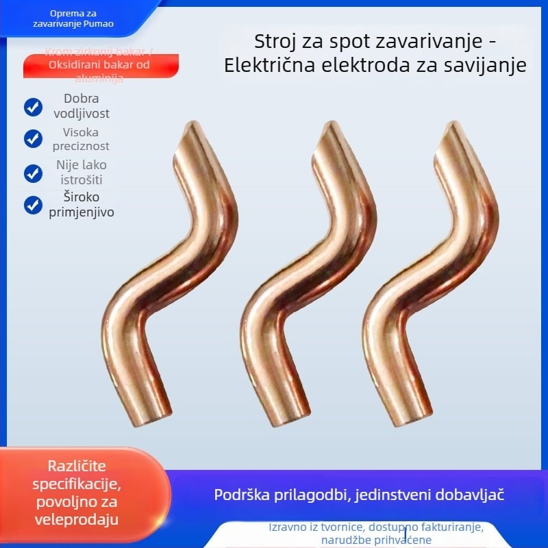 Aksesoari za zavarivanje točkasto — S-oblikovana elektroda za savijanje, Pumao, Chromium Zirconium Copper, zadebljani dizajn