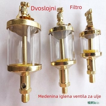 Spremnik ulja s igličastim ventilem za strojne alate, bakreno obložen, navoji G1/4, G1/8, G3/8