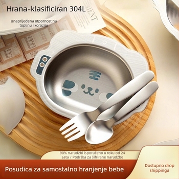 Slatka dječja posuda za hranu od 304 nehrđajućeg čelika sa usisnom podlogom, prikladna za djecu od 24 mjeseca