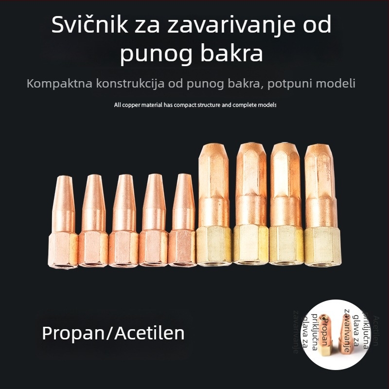 Zavarivačka mlaznica s funkcijom usisa i izbacivanja, model H01-6, od punog bakra, duljina 20, zavarivački tok 100 A, promjer žice 6