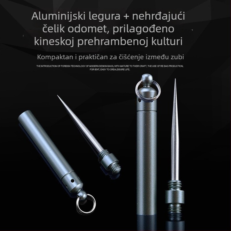 Interdentalni štapić od nehrđajućeg čelika, prijenosni višenamjenski alat, minimalistički dizajn
