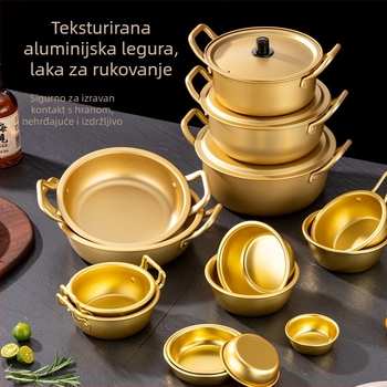 Korejskog stila zlatni okrugli tanjur za kimchi, umake i začine