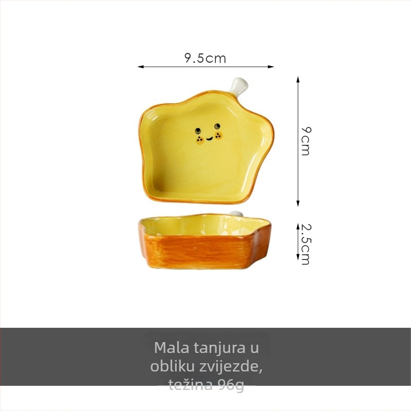 Keramički tanjur za umake, sladak karikaturni uzorak, nepravilni oblik, mikrovalna pećnica kompatibilna