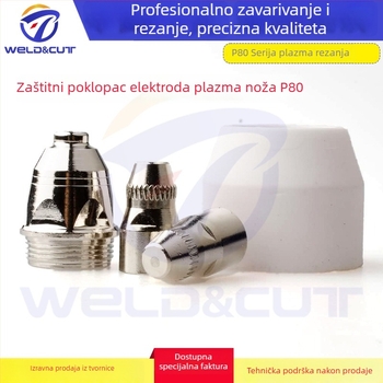 P-80 plazma set za rezanje, 45 komada elektroda, mlaznica, zaštitne kapice i porcelanski omotač za rezanje ugljičnog čelika, nehrđajućeg čelika, bakra i aluminija