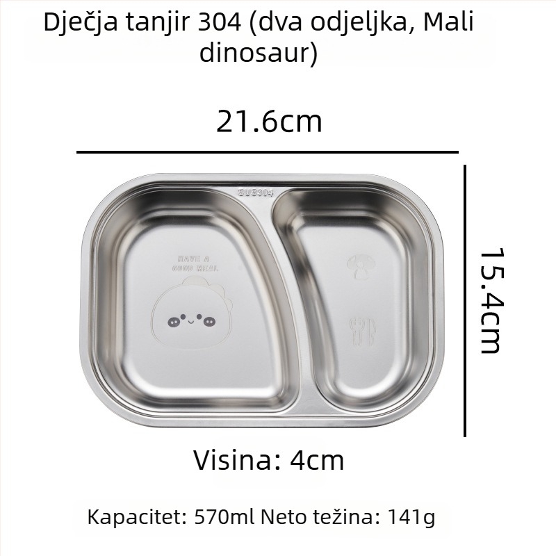 Hongjunda 304 nehrđajući čelik dječji tanjur za jelo, za djecu od 6 mjeseci, moderni minimalistički stil