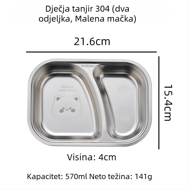 Hongjunda 304 nehrđajući čelik dječji tanjur za jelo, za djecu od 6 mjeseci, moderni minimalistički stil