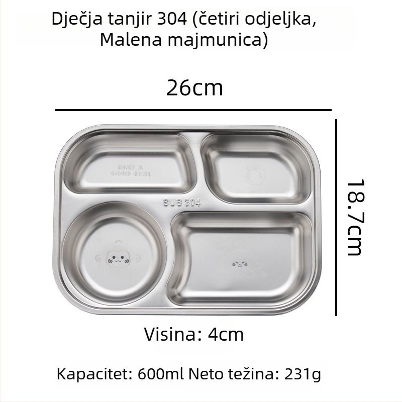 Hongjunda 304 nehrđajući čelik dječji tanjur za jelo, za djecu od 6 mjeseci, moderni minimalistički stil