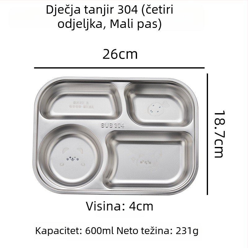 Hongjunda 304 nehrđajući čelik dječji tanjur za jelo, za djecu od 6 mjeseci, moderni minimalistički stil