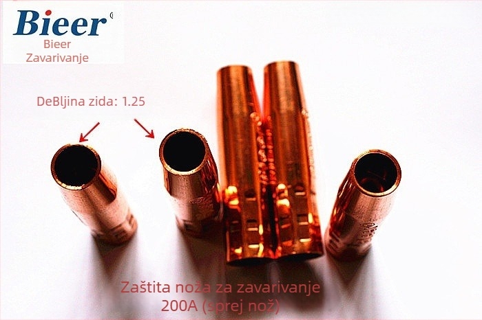 200A zaštitna mlaznica za CO2 zavarivački bakreno-polirana, kompatibilna s pištoljima za zavarivanje 180A-200A, marka Bieer