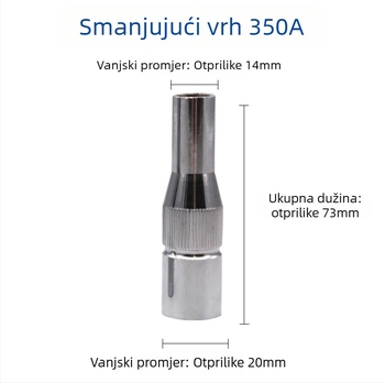 Zaštitna mlaznica za zavarivanje s drugom jamstvenom – bakar; standardni promjer 1,2 mm; promjer jezgre 1,2 mm; zavarni napon 500 A; specifikacije 350