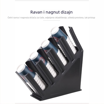 HD plastični nagibni držač čaša s četiri odjeljka za napitke — za velike, srednje i male čaše, bez bušenja