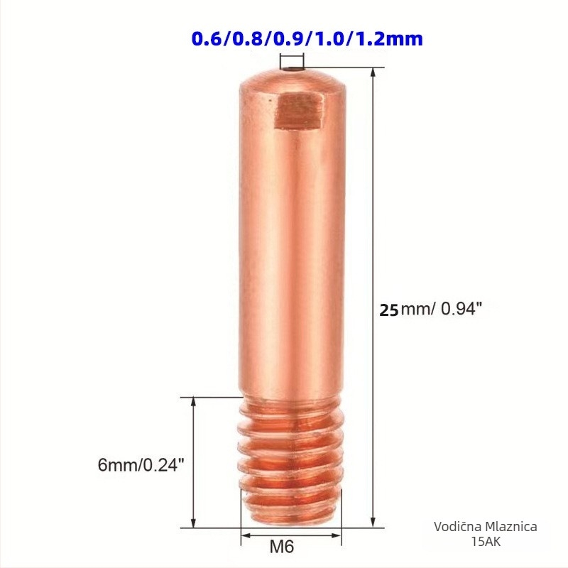 MB15AK MIG skup zaštitnih mlaznica – 24 kom., promjer 0,6 mm, šifra 15AK