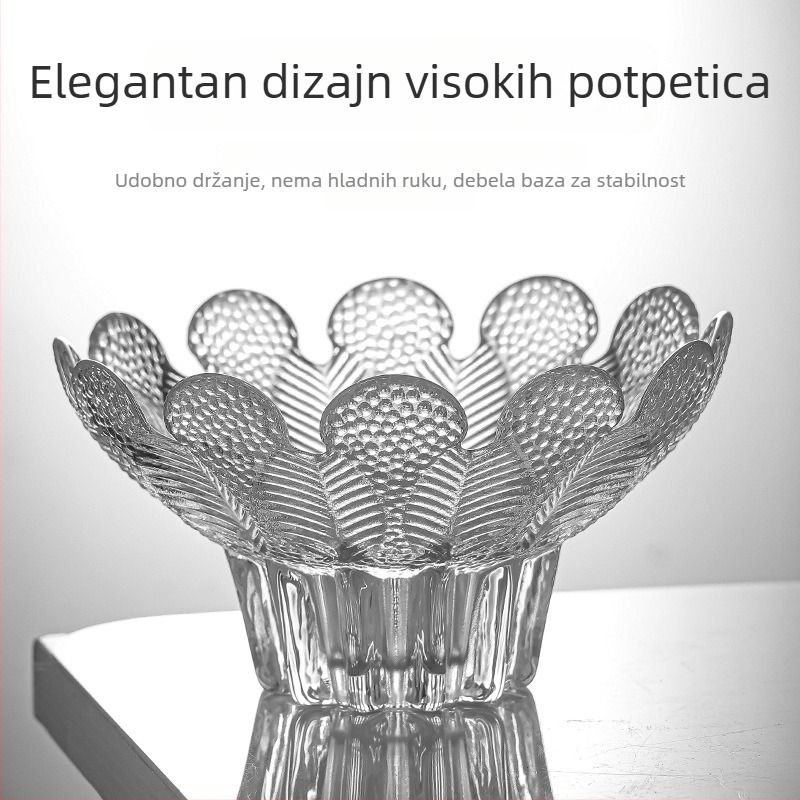 Stakleni servis: prozirne posude u europskom stilu s oblikom latice, zdjele za sladoled, čaše za napitke