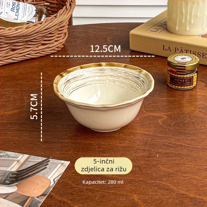 Set zdjelica i tanjura u japanskom stilu, keramika, pečena u rimskoj peći, mikrovalna kompatibilna