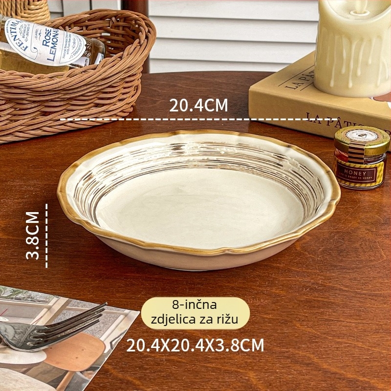 Set zdjelica i tanjura u japanskom stilu, keramika, pečena u rimskoj peći, mikrovalna kompatibilna