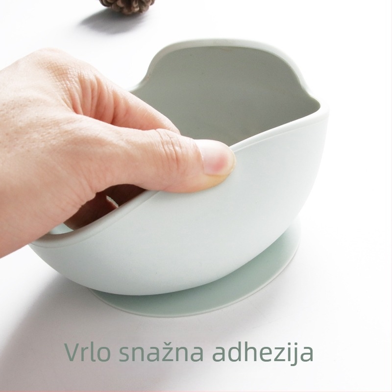Set silikonskih zdjelica i žličica za bebe, s usisnom bazom, pogodan za kuhanje na paru, za bebe od 3 mjeseca