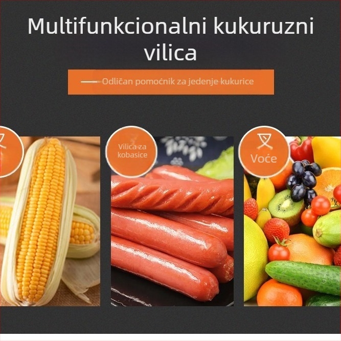 Set nehrđajućih čelika kukuruznih vilica za roštilj – jednobojni uzorak, prilagodljiva obrada, poliranje vodom