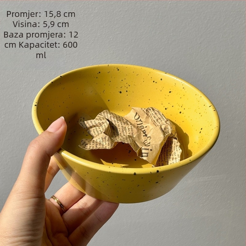 Keramička misa s uzorkom valovito-točkastih točaka, okrugla, moderan minimalistički stil, pogodna za mikrovalnu