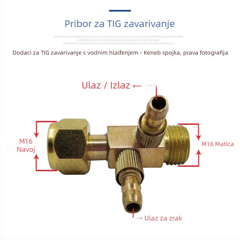 Adapter za zavarivanje argonskim lukom – WP-18 vodeno hlađeni alat, cijelo bakreno tijelo, Kenbi spoj, pretvarački spoj