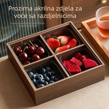 Tanjur za sušeno voće s pregradama i poklopcem, luksuzan stil za kućnu uporabu, pladanj za voće i orašaste plodove za dnevnu sobu, kutija za užine i slatkiše