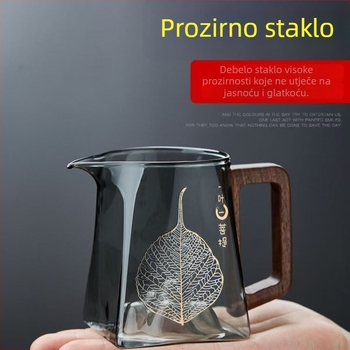 Čajna šalica – ručno puhana borosilikatna stakla, otporna na visoke temperature, prijenosna, s filtrom, s držačem