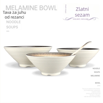 Zdjela za nudle u japanskom stilu, od melamina, nepravilnog oblika, glazirana površina, mogućnost logotipa, nije mikrovalna sigurna