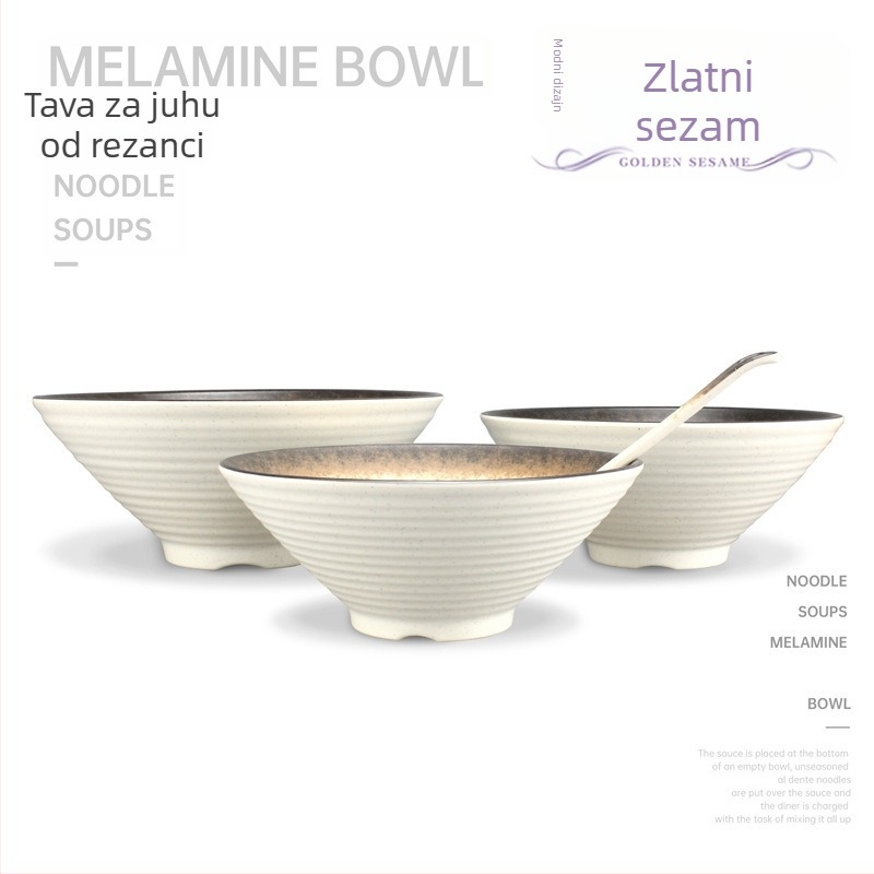 Zdjela za nudle u japanskom stilu, od melamina, nepravilnog oblika, glazirana površina, mogućnost logotipa, nije mikrovalna sigurna