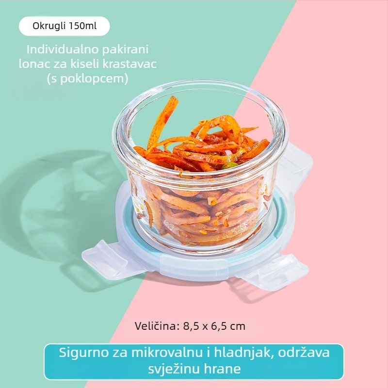 Dječja staklena posuda za parenje i kutija za skladištenje hrane – borosilikatno staklo; za bebe starije od 6 mjeseci; marka Curve; paket: jedan