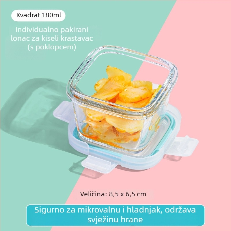 Dječja staklena posuda za parenje i kutija za skladištenje hrane – borosilikatno staklo; za bebe starije od 6 mjeseci; marka Curve; paket: jedan