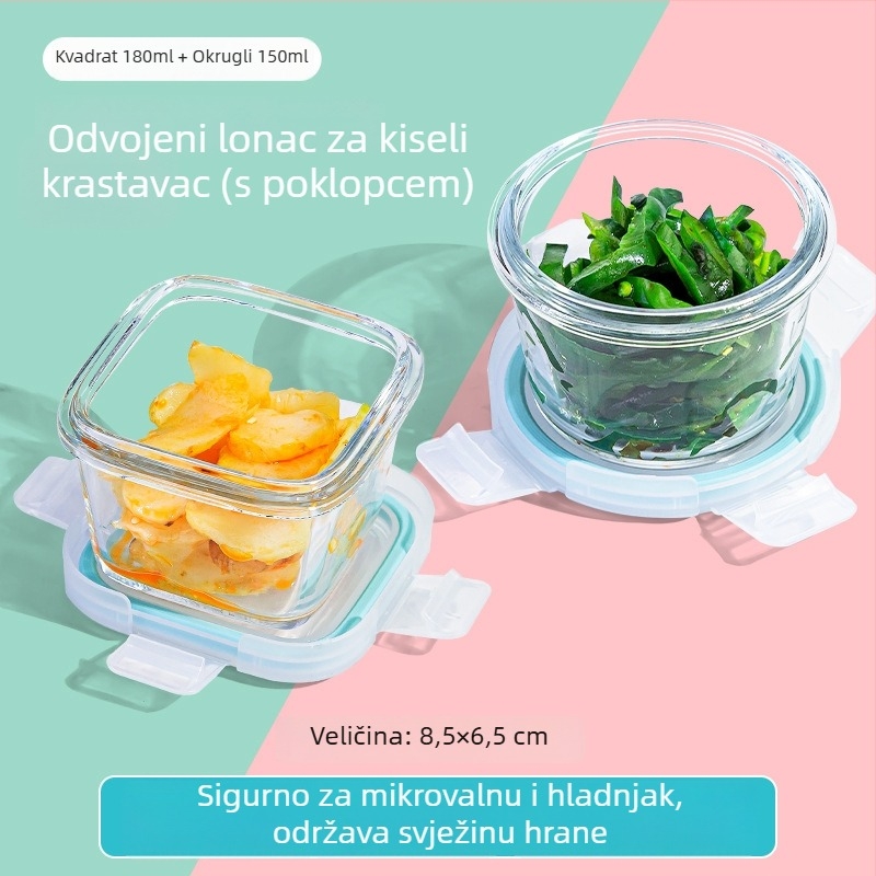 Dječja staklena posuda za parenje i kutija za skladištenje hrane – borosilikatno staklo; za bebe starije od 6 mjeseci; marka Curve; paket: jedan