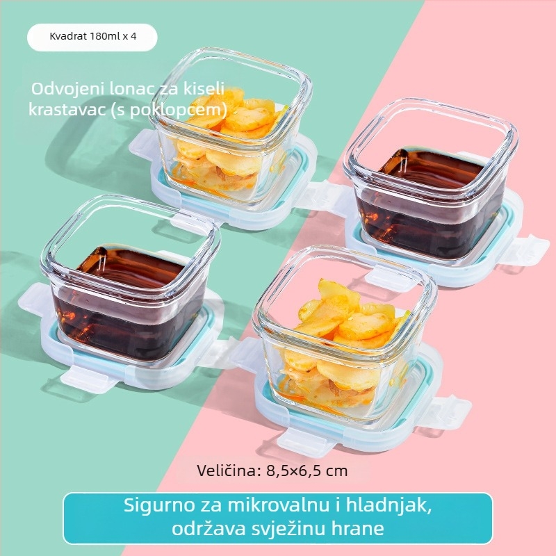 Dječja staklena posuda za parenje i kutija za skladištenje hrane – borosilikatno staklo; za bebe starije od 6 mjeseci; marka Curve; paket: jedan