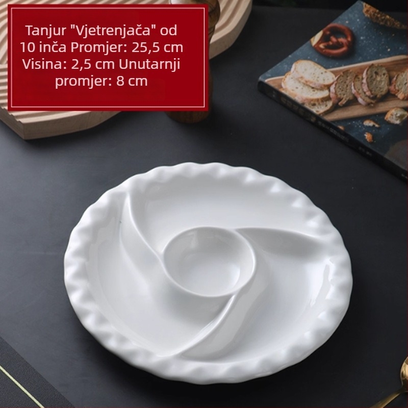 Keramički pladanj s više odjeljaka, otporan na visoke temperature, za zdrave doručke, kuhanje na pari i podijeljene obroke