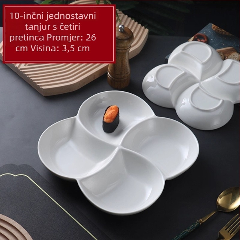 Keramički pladanj s više odjeljaka, otporan na visoke temperature, za zdrave doručke, kuhanje na pari i podijeljene obroke