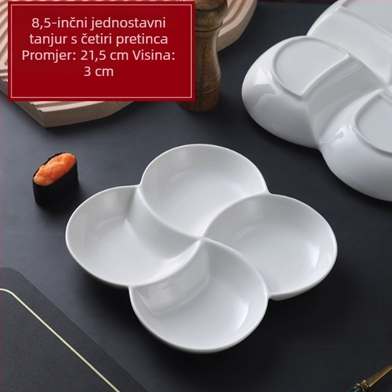 Keramički pladanj s više odjeljaka, otporan na visoke temperature, za zdrave doručke, kuhanje na pari i podijeljene obroke