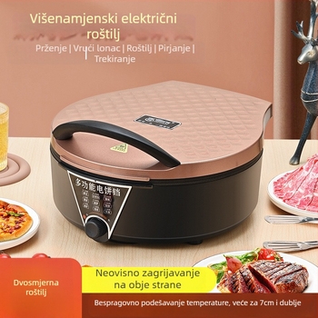 Električna tava za palačinke s dvostrukim grijanjem; promjer 32–35 cm; snaga 2100 W; dubina 7 cm; za 4–5 osoba; model 6038E