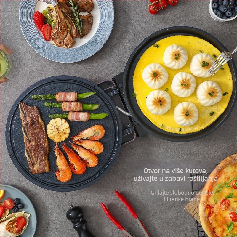 Dragon LD-BD303E Električni tiganj za palačinke s dvostrukim grijanje, 1200W, dizajn ploče s ovjesom, za 2-3 osobe