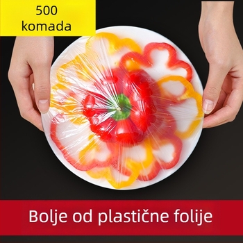 Plastična folija za hranu – jednokratni samouzavirajući poklopac za čuvanje ostataka u hladnjaku, poklopac za zdjelu s elastnim brtvom; marka Yajies; otpornost na temperaturu: -60°C do 140°C; namjena: kućna uporaba